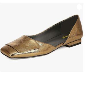 Wo Wagas Gold Pump Side Cut Block Low Heeled Square Toe Slip On Working Shoes